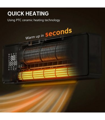 HOMCOM 2000W Ceramic Electric Heater with Fan, Adjustable Thermostat, Wall Mounted - Black