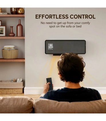 HOMCOM 2000W Ceramic Electric Heater with Fan, Adjustable Thermostat, Wall Mounted - Black