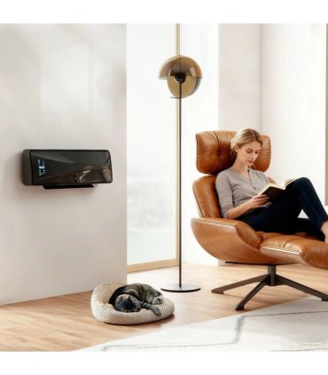 HOMCOM 2000W Ceramic Electric Heater with Fan, Adjustable Thermostat, Wall Mounted - Black