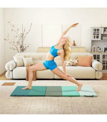 SPORTNOW 6FT Foldable Gymnastics Mat, Crash Exercise Pad, 3.2 cm Thick  Workout Mat with Handles for Home Training, Mixed Green