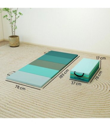 SPORTNOW 6FT Foldable Gymnastics Mat, Crash Exercise Pad, 3.2 cm Thick  Workout Mat with Handles for Home Training, Mixed Green
