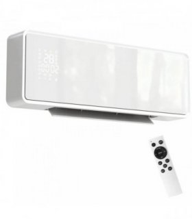 HOMCOM 2000W Ceramic Electric Heater with Fan, Adjustable Thermostat, Wall Mounted - White