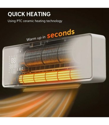 HOMCOM 2000W Ceramic Electric Heater with Fan, Adjustable Thermostat, Wall Mounted - White