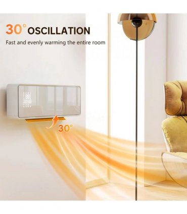 HOMCOM 2000W Ceramic Electric Heater with Fan, Adjustable Thermostat, Wall Mounted - White