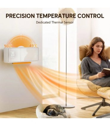 HOMCOM 2000W Ceramic Electric Heater with Fan, Adjustable Thermostat, Wall Mounted - White