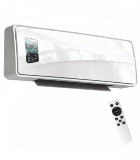 HOMCOM 2000W Ceramic Electric Heater with Fan, Adjustable Thermostat, Wall Mounted - White