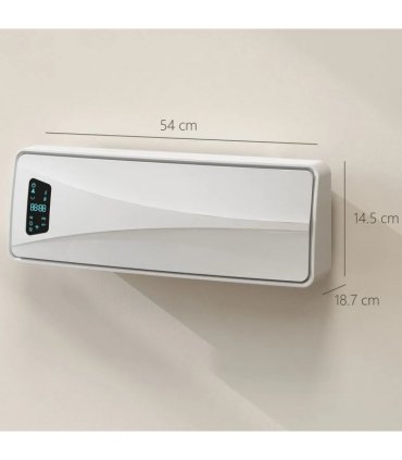 HOMCOM 2000W Ceramic Electric Heater with Fan, Adjustable Thermostat, Wall Mounted - White