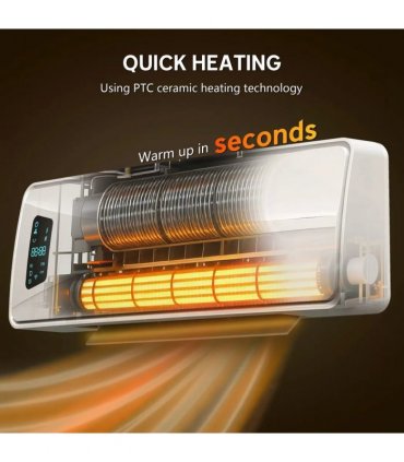 HOMCOM 2000W Ceramic Electric Heater with Fan, Adjustable Thermostat, Wall Mounted - White