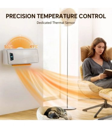 HOMCOM 2000W Ceramic Electric Heater with Fan, Adjustable Thermostat, Wall Mounted - White