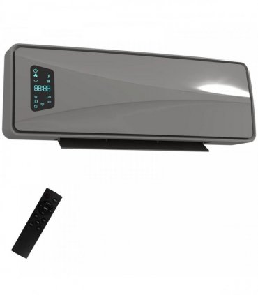 HOMCOM 2000W Ceramic Electric Heater with Fan, Adjustable Thermostat, Wall Mounted - Grey