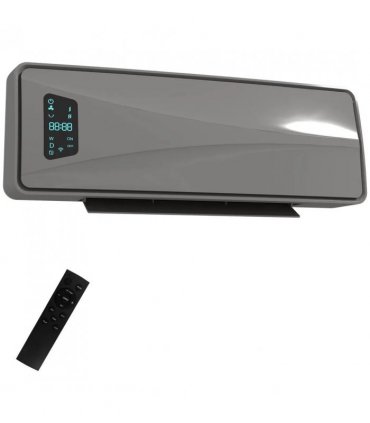 HOMCOM 2000W Ceramic Electric Heater with Fan, Adjustable Thermostat, Wall Mounted - Grey