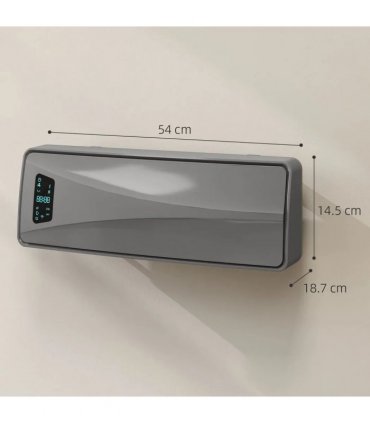 HOMCOM 2000W Ceramic Electric Heater with Fan, Adjustable Thermostat, Wall Mounted - Grey