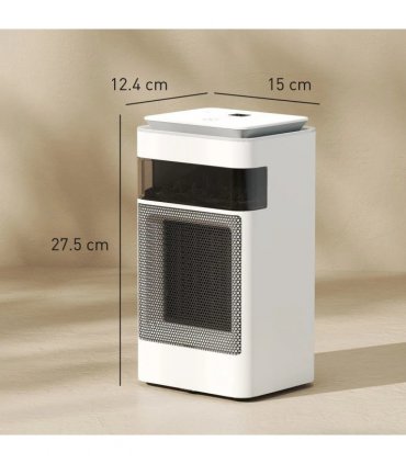 HOMCOM Ceramic Electric Heater, 1500W Fan Space Heater with 3 Modes, 24H Timer, Flame Effect, Oscillation for Bedroom, White