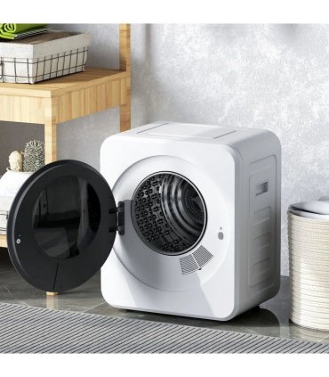 HOMCOM Vented Tumble Dryer, 4 kg Front Tumble Dryer with Stainless Steel Tub, 800W Compact Freestanding, White