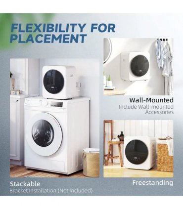 HOMCOM Vented Tumble Dryer, 4 kg Front Tumble Dryer with Stainless Steel Tub, 800W Compact Freestanding, White