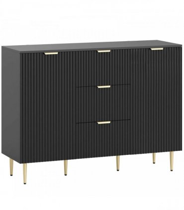 HOMCOM 2-Door Sideboard with 3 Drawers and Adjustable Shelves - Black