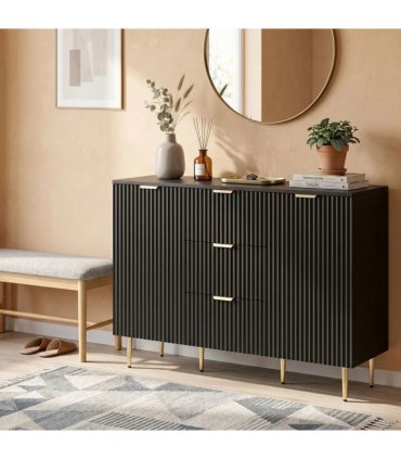 HOMCOM 2-Door Sideboard with 3 Drawers and Adjustable Shelves - Black