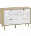 HOMCOM Storage Cabinet, Chest of Drawers with 6  Drawers and 5 Legs for Bedroom,  High Gloss White
