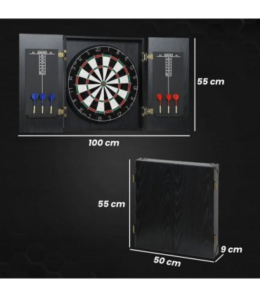 SPORTNOW Bristle Dartboard with Cabinet, 6 Steel Tip Darts, Cabinet