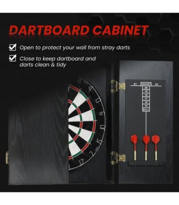 SPORTNOW Bristle Dartboard with Cabinet, 6 Steel Tip Darts, Cabinet