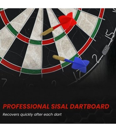 SPORTNOW Bristle Dartboard with Cabinet, 6 Steel Tip Darts, Cabinet