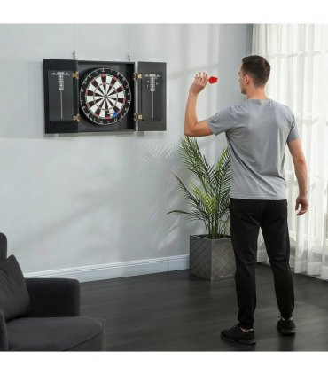 SPORTNOW Bristle Dartboard with Cabinet, 6 Steel Tip Darts, Cabinet