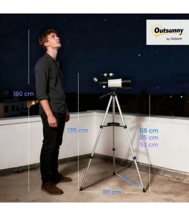 Outsunny Astronomy Telescope for Adults and Beginners with 70 mm Aperture, Carry Bag, White
