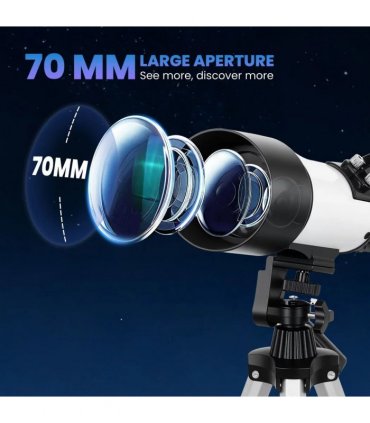 Outsunny Astronomy Telescope for Adults and Beginners with 70 mm Aperture, Carry Bag, White