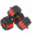 SPORTNOW 6-in-1 Adjustable Weight Dumbbells Set, Used as Kettlebell, Barbell, Dumbbell, Push-Up Stand, 30kg Free Weights Set for Men and Women Home Gym Training, Red