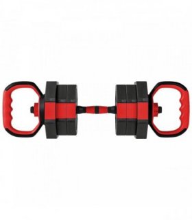 SPORTNOW 6-in-1 Adjustable Weight Dumbbells Set, Used as Kettlebell, Barbell, Dumbbell, Push-Up Stand, 20kg Free Weights Set for Men and Women Home Gym Training, Red