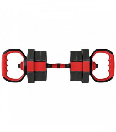 SPORTNOW 6-in-1 Adjustable Weight Dumbbells Set, Used as Kettlebell, Barbell, Dumbbell, Push-Up Stand, 20kg Free Weights Set for Men and Women Home Gym Training, Red