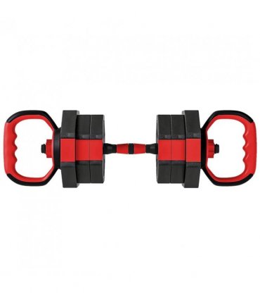 SPORTNOW 6-in-1 Adjustable Weight Dumbbells Set, Used as Kettlebell, Barbell, Dumbbell, Push-Up Stand, 20kg Free Weights Set for Men and Women Home Gym Training, Red