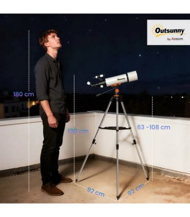 Outsunny Astronomy Telescope for Adults and Beginners with 80 mm Aperture, Carry Bag, White