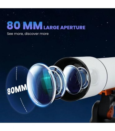 Outsunny Astronomy Telescope for Adults and Beginners with 80 mm Aperture, Carry Bag, White