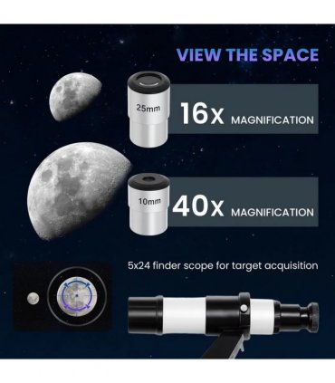 Outsunny Astronomy Telescope for Adults and Beginners with 80 mm Aperture, Carry Bag, White