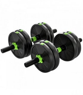 SPORTNOW 15 kg 3-in-1 Adjustable Dumbbell & Barbell Set with EZ Bar, Connecting Rod and Non-Slip Grip for Home Gym, Green
