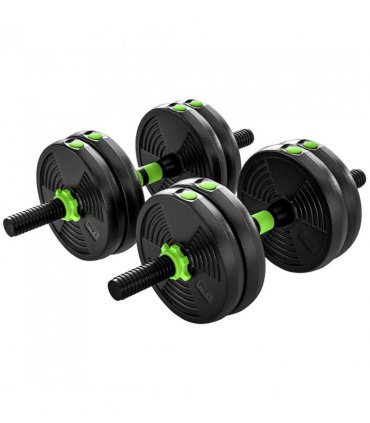 SPORTNOW 15 kg 3-in-1 Adjustable Dumbbell & Barbell Set with EZ Bar, Connecting Rod and Non-Slip Grip for Home Gym, Green