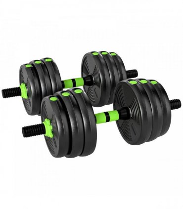 SPORTNOW 20 kg 3-in-1 Adjustable Dumbbell & Barbell Set with EZ Bar, Connecting Rod and Non-Slip Grip for Home Gym, Green