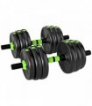 SPORTNOW 20 kg 3-in-1 Adjustable Dumbbell & Barbell Set with EZ Bar, Connecting Rod and Non-Slip Grip for Home Gym, Green