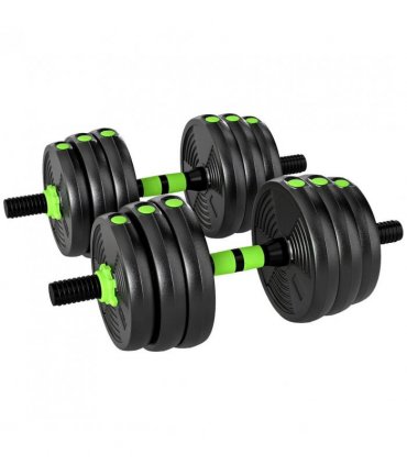SPORTNOW 20 kg 3-in-1 Adjustable Dumbbell & Barbell Set with EZ Bar, Connecting Rod and Non-Slip Grip for Home Gym, Green