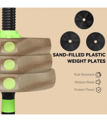 SPORTNOW 20 kg 3-in-1 Adjustable Dumbbell & Barbell Set with EZ Bar, Connecting Rod and Non-Slip Grip for Home Gym, Green