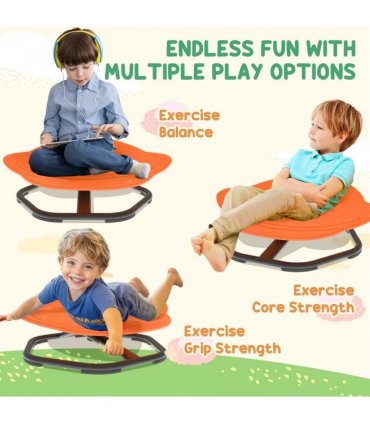 AIYAPLAY Planet-Shaped-kids Swivel Chair, Sensory Spinning Chair for Balance, Coordination Training, Orange
