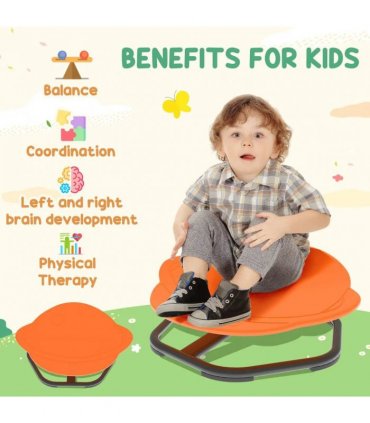 AIYAPLAY Planet-Shaped-kids Swivel Chair, Sensory Spinning Chair for Balance, Coordination Training, Orange