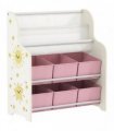 AIYAPLAY Kids Storage Unit, Toy Organiser with 6 Fabric Drawers and 2-Tier Sling Book Rack for Bedroom, Playroom, Nursery, Pink