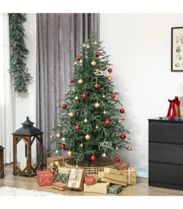 HOMCOM 6 ft Full Spruce Christmas Tree with Realistic Dense Tips, Easy Assembly - Green