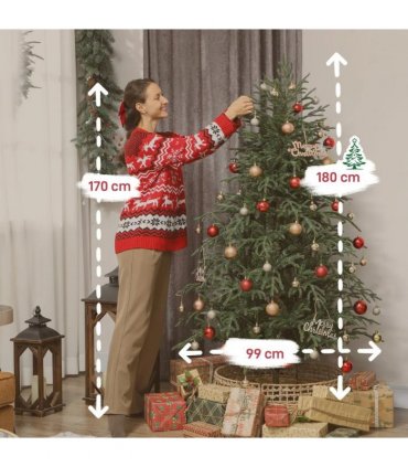 HOMCOM 6 ft Full Spruce Christmas Tree with Realistic Dense Tips, Easy Assembly - Green