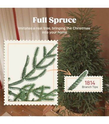 HOMCOM 6 ft Full Spruce Christmas Tree with Realistic Dense Tips, Easy Assembly - Green