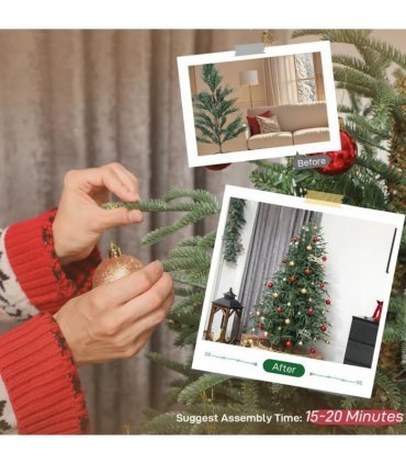 HOMCOM 6 ft Full Spruce Christmas Tree with Realistic Dense Tips, Easy Assembly - Green