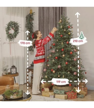 HOMCOM 7 ft Full Spruce Christmas Tree with Realistic Dense Tips, Easy Assembly - Green