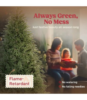 HOMCOM 7 ft Full Spruce Christmas Tree with Realistic Dense Tips, Easy Assembly - Green